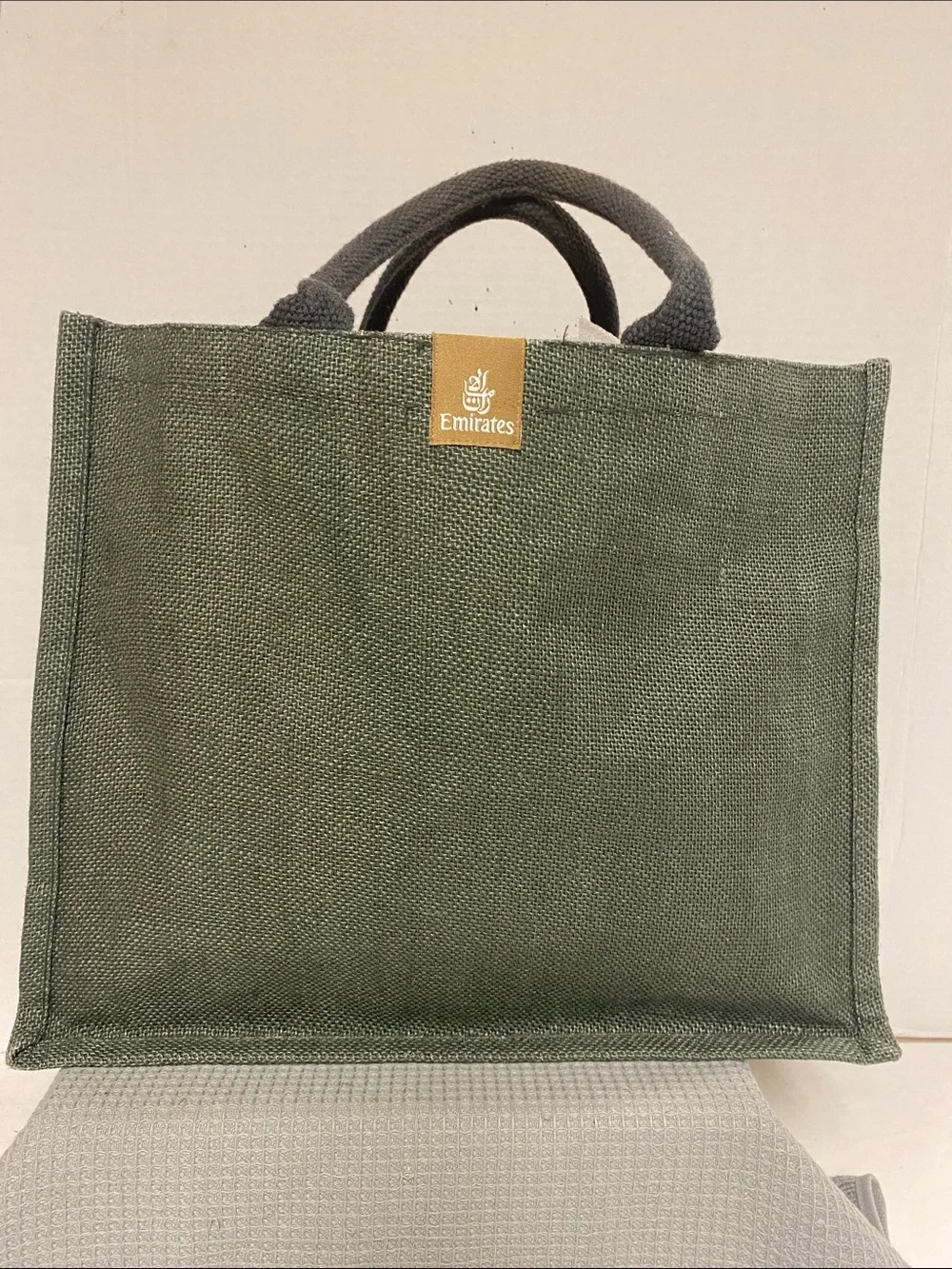 Emirates Gray Jute Canvas Tote Bag -